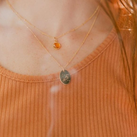 Leo Minimalist Zodiac Boho Charm GoldBead Necklace - Picture 3 of 13